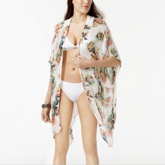 INC International Concepts Tropical-Print Kimono - Picture 1 of 4